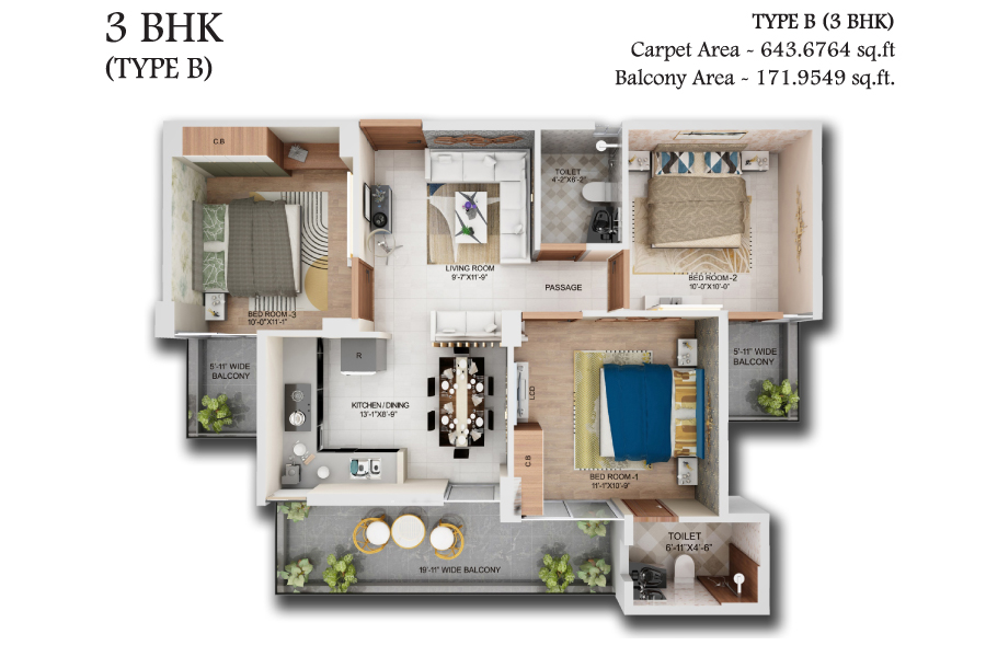 Amolik Park View, 3 BHK Type B